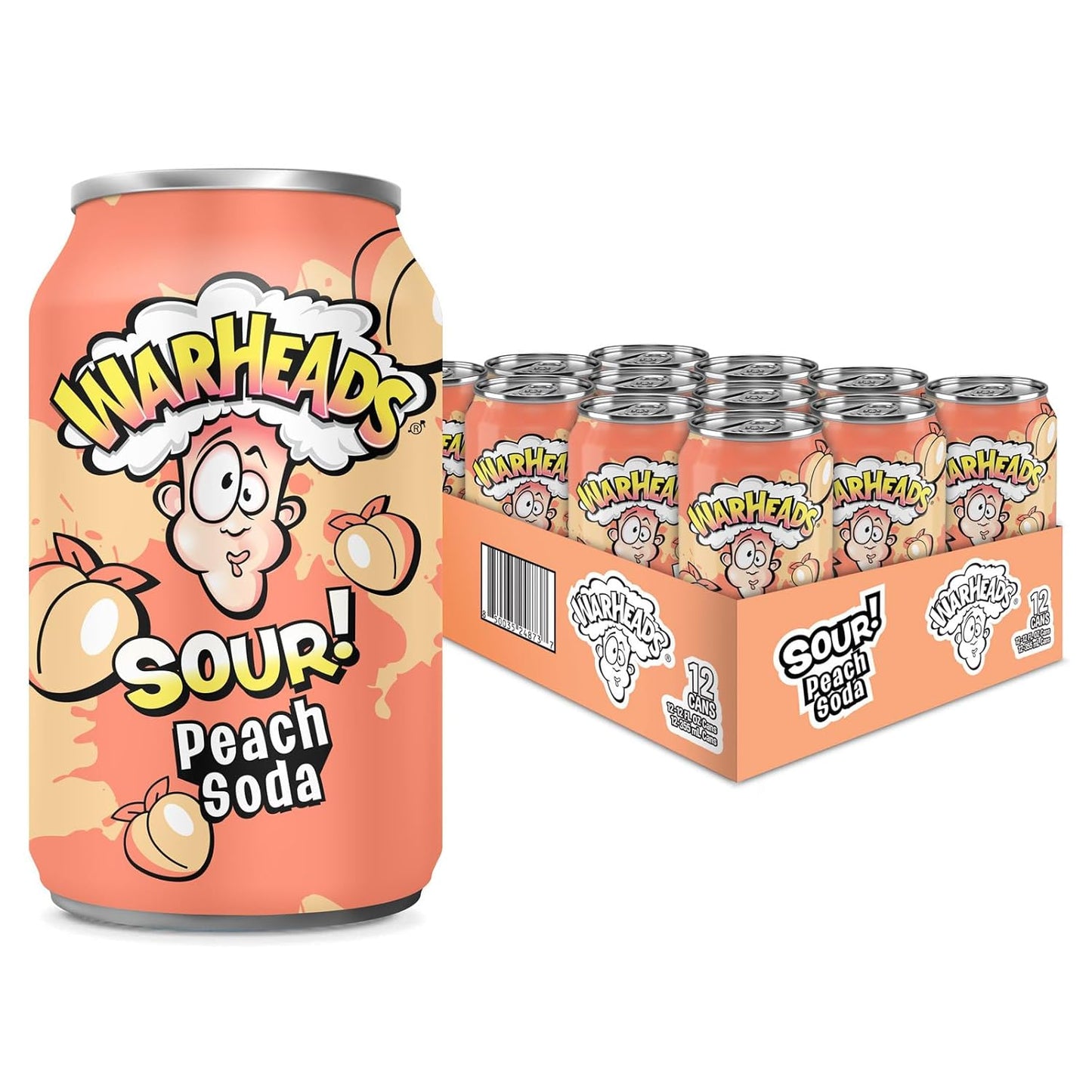 Газований напій зі смаком кислого персика Warheads Sour Peach Candy Soda 330 мл