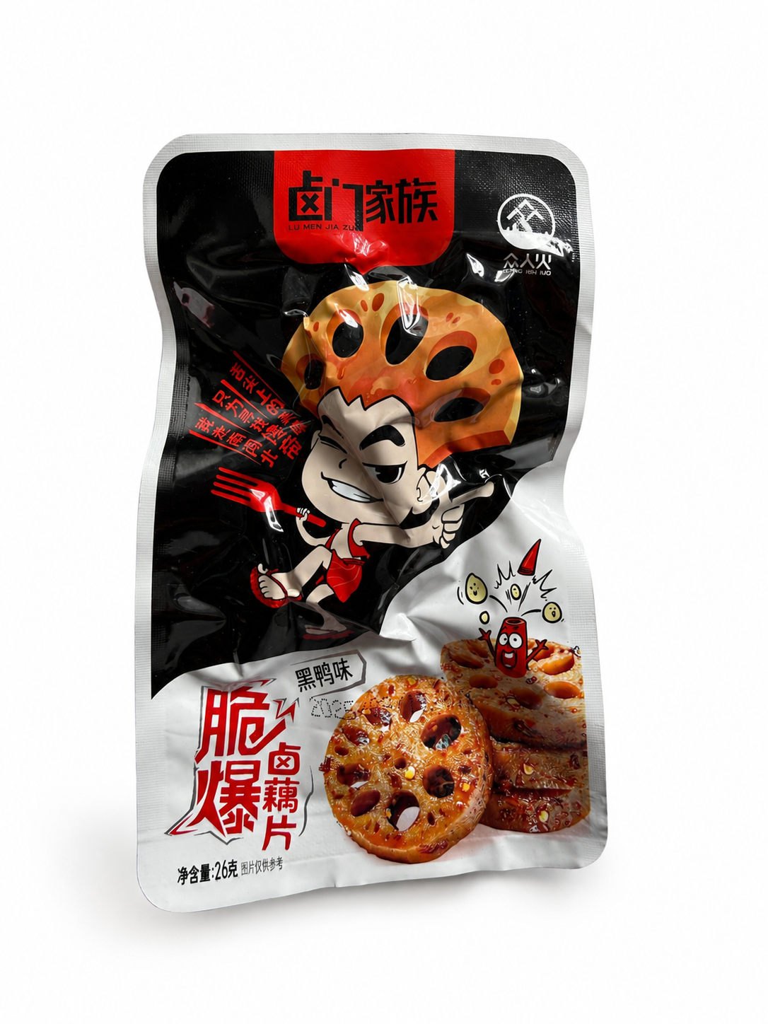 Снек з кореня лотоса зі смаком чорної качки Spicy Lotus Snack Lu Men Jia Zu 26 г