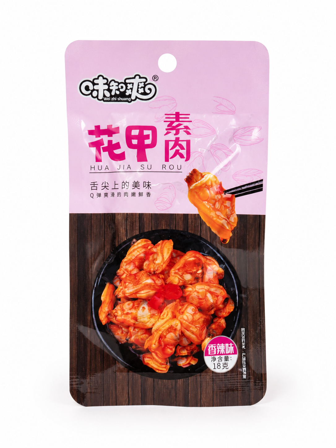Снек вегетаріанський з імітацією морепродуктів Spicy Plant-Based Snack HUA JIA SU ROU 18 г