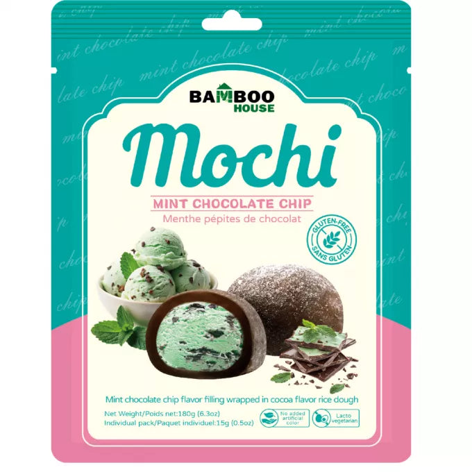 Тістечко моті зі смаком м’яти та шоколаду Mochi Bamboo House Mint Chocolate Chip 180 г