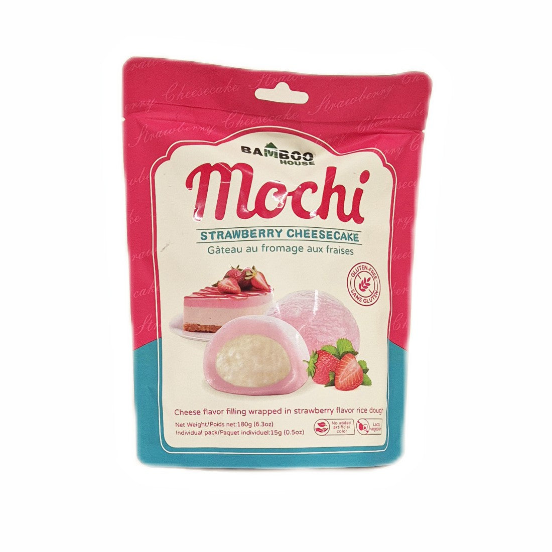 Тістечко моті зі смаком полуничного чизкейку Mochi Bambo House Strawberry Cheesecake 180г
