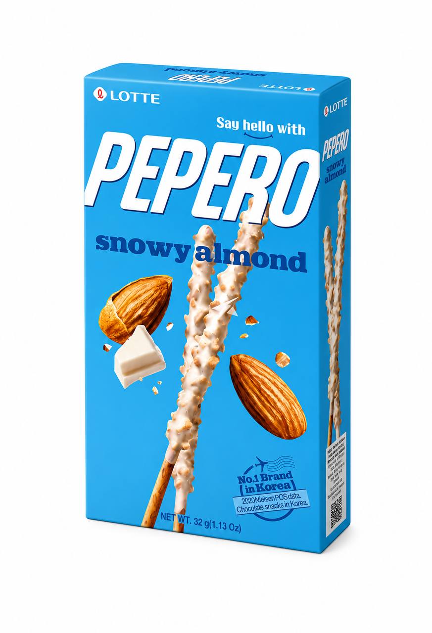 Палички з білим шоколадом та мигдалем Pepero Snowy Almond 32 г