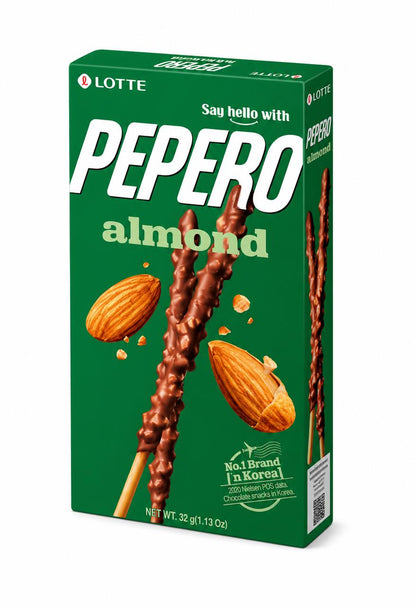 Палички в шоколадній глазурі з мигдалем Almond Pepero Lotte 32г